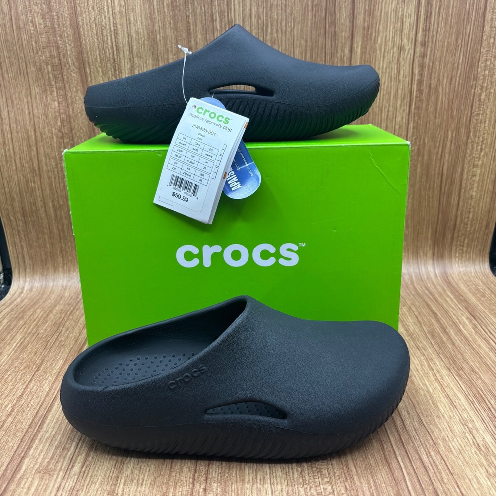 Crocs Mellow Recovery Clog Unisex Size M4 W6 Black NEW 208493-001 Slip On #1201